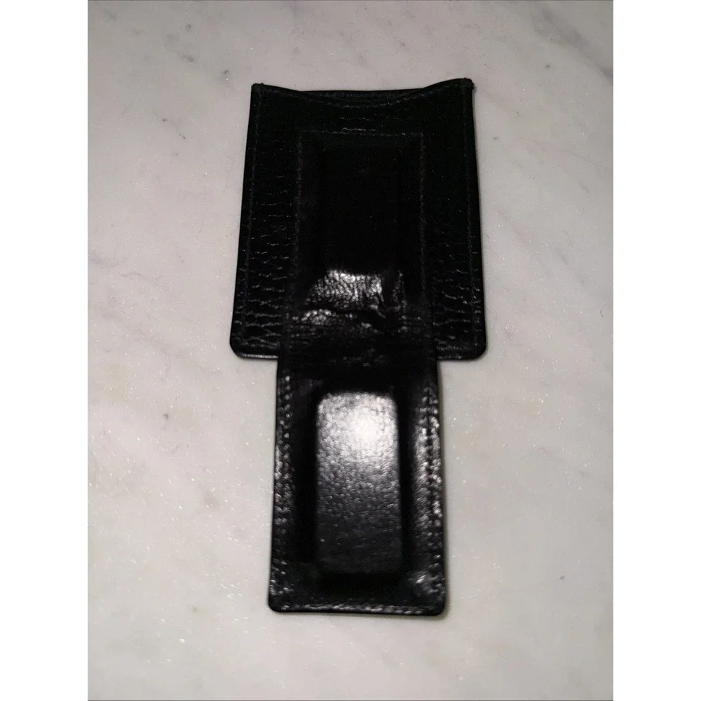 Leather Magnetic Money Clip Card Wallet  Top Grain Cowhide Black